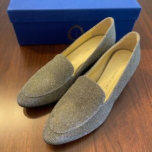 Sarah Flint Rosie shoes, gunmetal lame, size US 7.5/IT 37.5